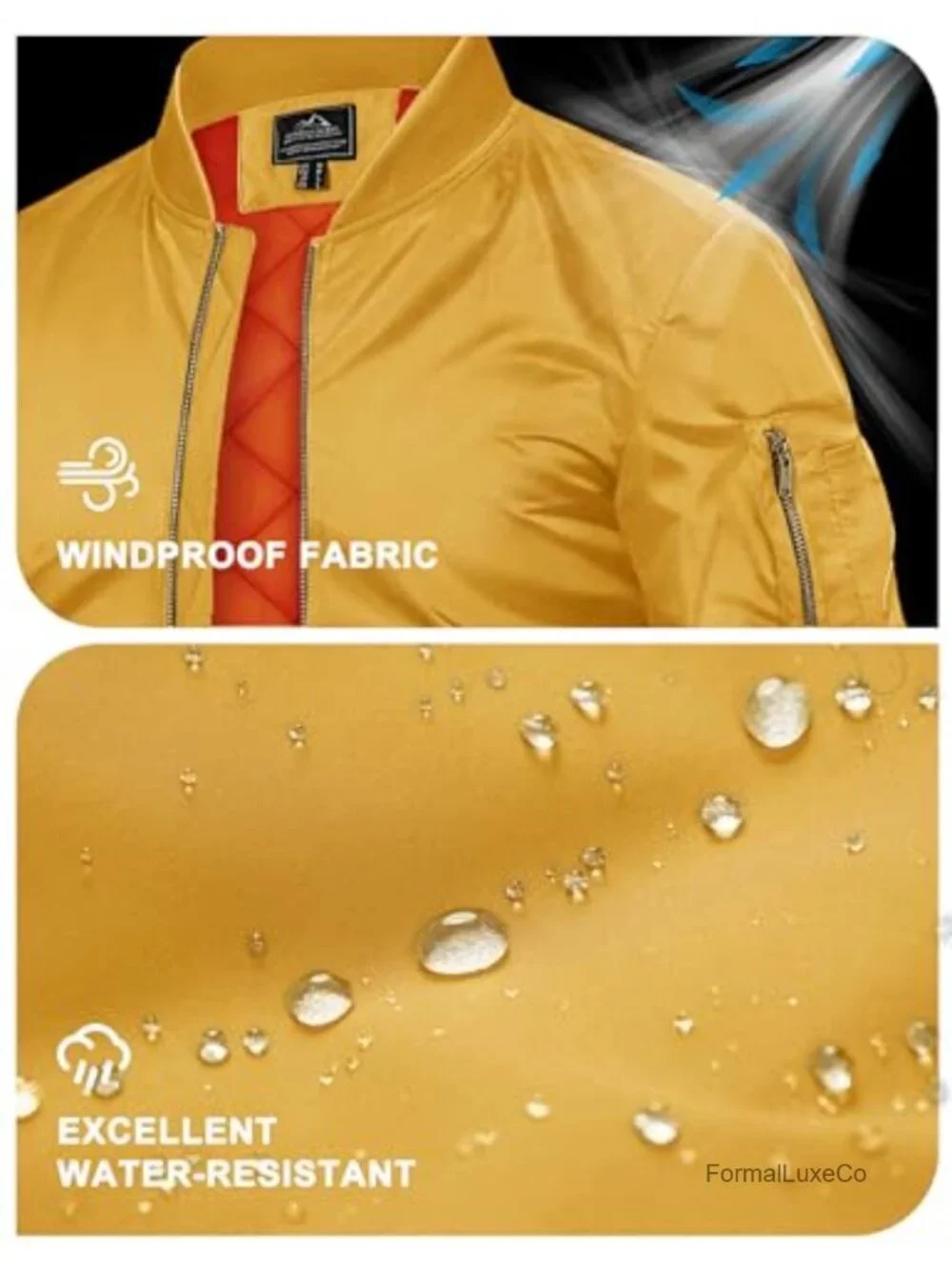 Men's Full Zip Bomber Jacket Windbreaker Padded Coat with Zipper Pockets